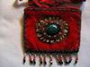 Dark Red small bag w/ feathers